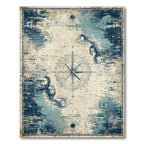 Blue Cream Vintage Nautical Rug(Blue)