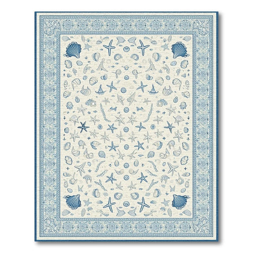 Blue Seashell-Starfish Coastal Rug(Blue)