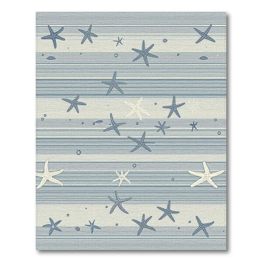 Blue Striped Starfish Coastal Rug(Blue)