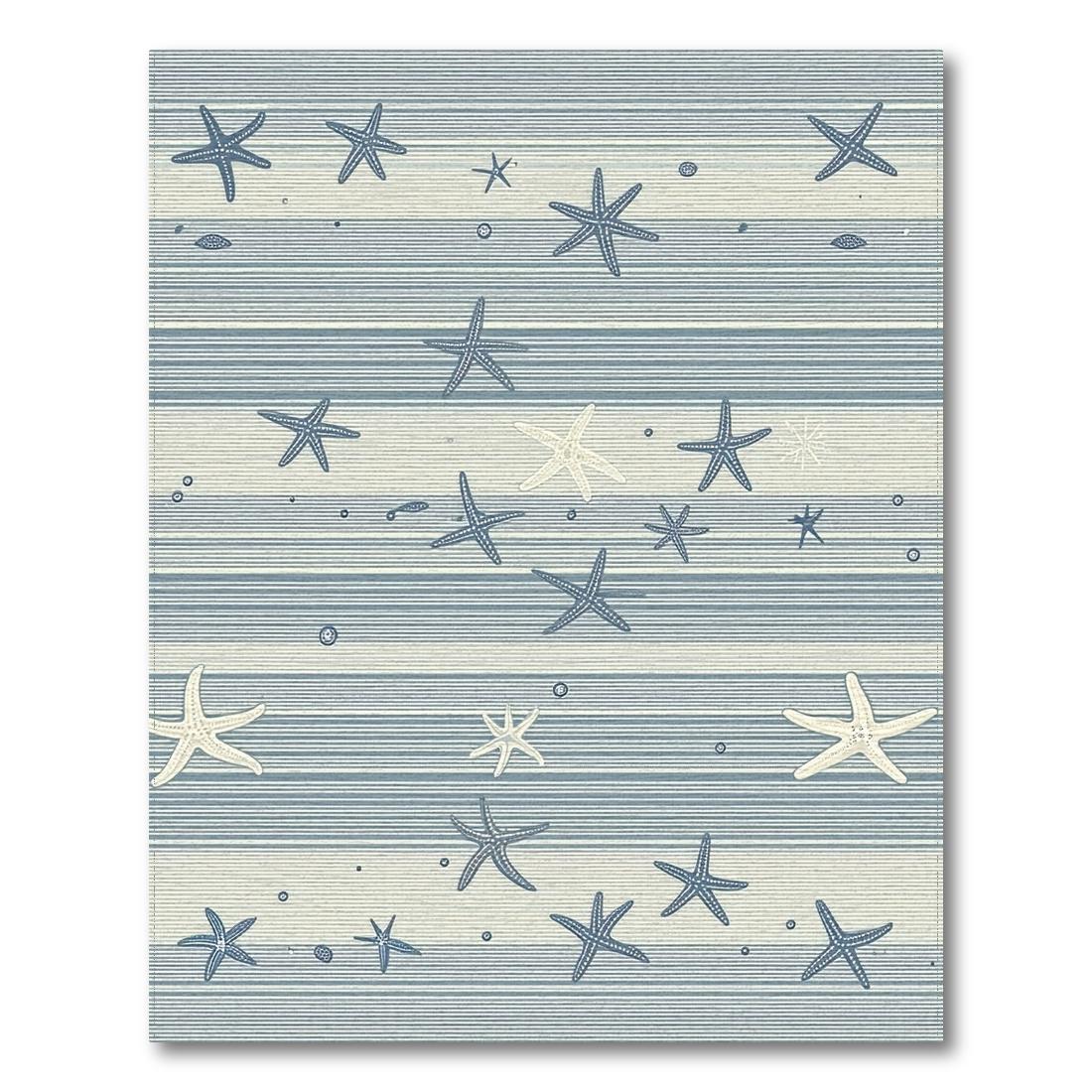 Blue Striped Starfish Coastal Rug(Blue)