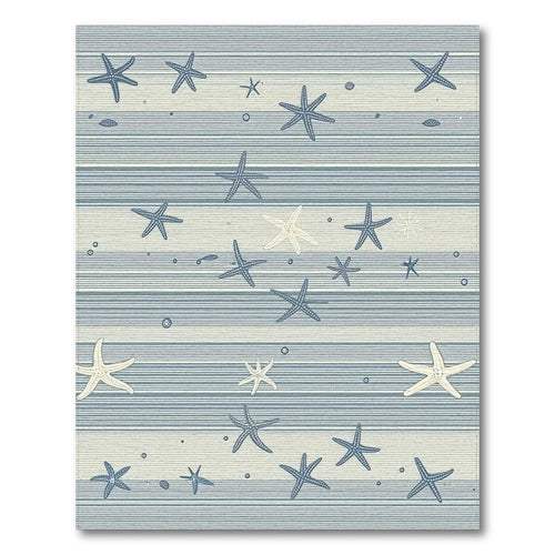 Blue Striped Starfish Coastal Rug(Blue)