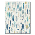Blue Teal Surfboard Coastal Rug