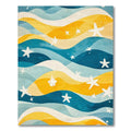 Blue Yellow Wavy Starfish Coastal Rug