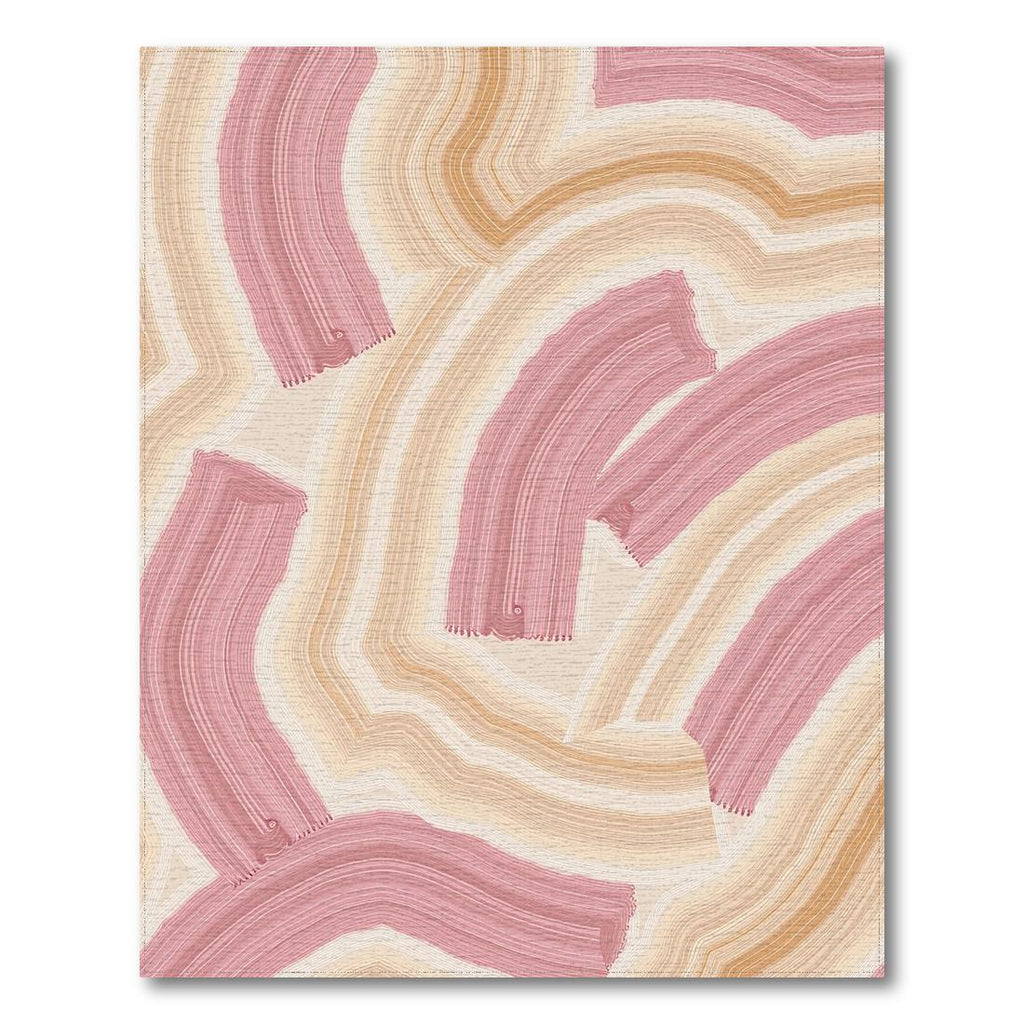 Blush & Beige Abstract Wave Serene Rug(Pink)