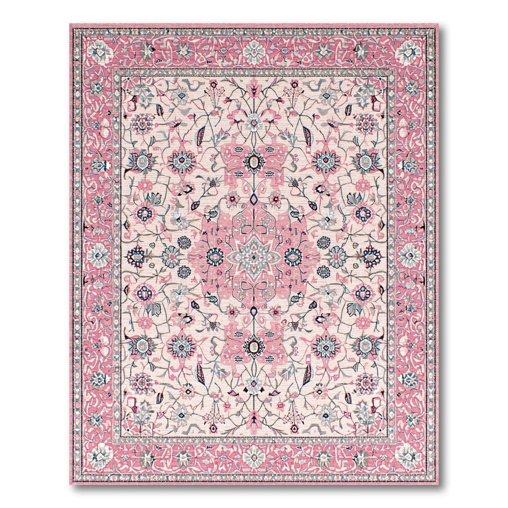 Blush Ornate Floral Romantic Rug(Pink)