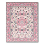 Blush Ornate Floral Romantic Rug(Pink)