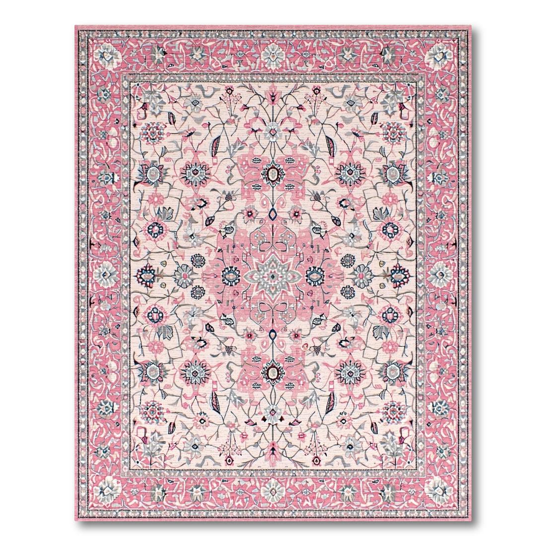 Blush Ornate Floral Romantic Rug(Pink)