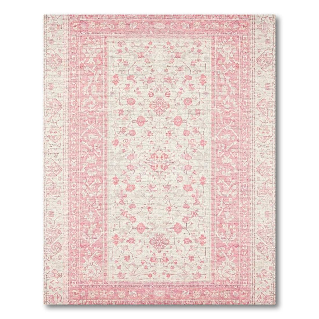 Blush Pink Floral Vintage Rug(Pink)