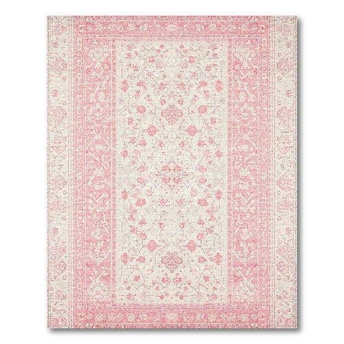 Blush Pink Floral Vintage Rug(Pink)
