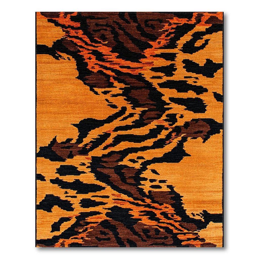 Bold Abstract Orange-Brown Rug(Brown)