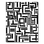 Bold Black White Geometric Maze Rug(Black)