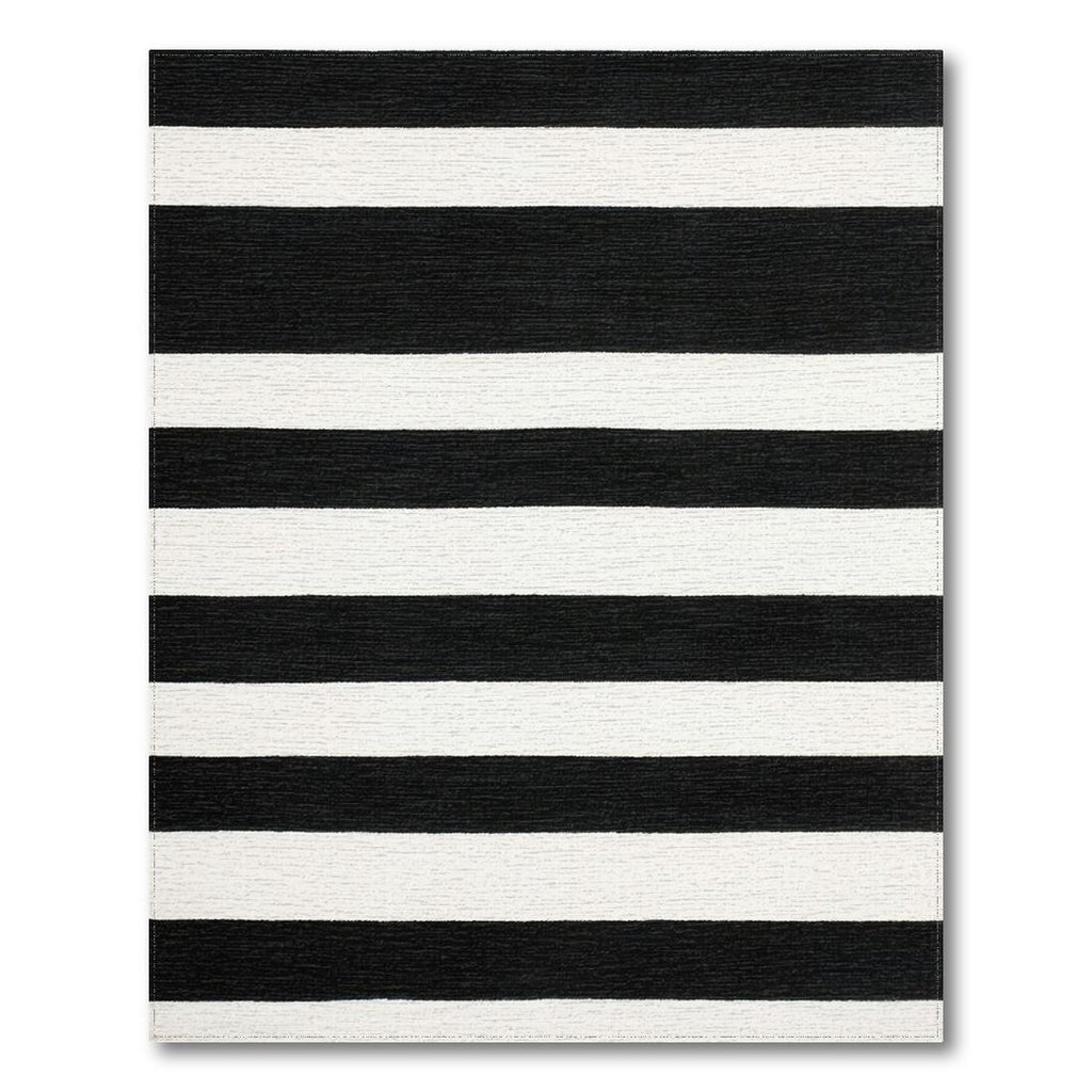 Bold Black & White Striped Rug(Black)