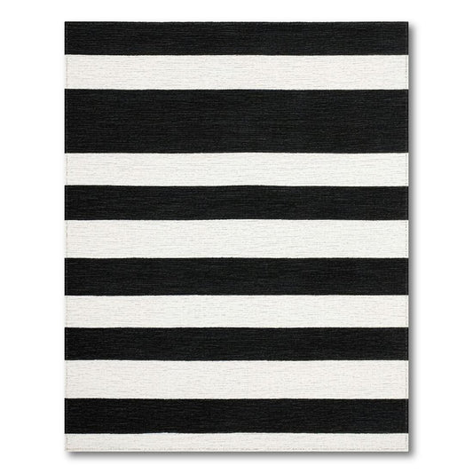 Bold Black & White Striped Rug(Black)