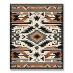 Bold Earthy Geometric Tribal Rug(Beige)