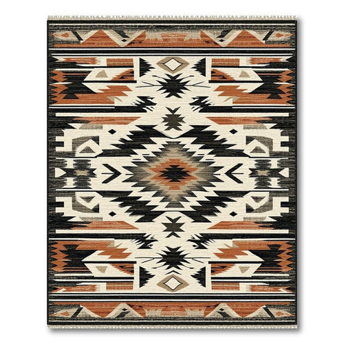 Bold Earthy Geometric Tribal Rug(Beige)