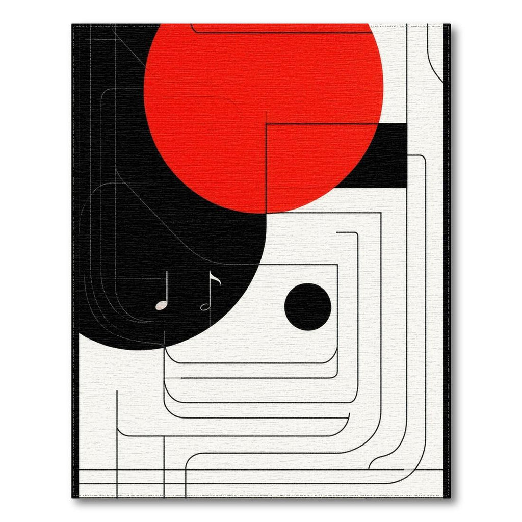 Bold Geometric Red Black White Rug