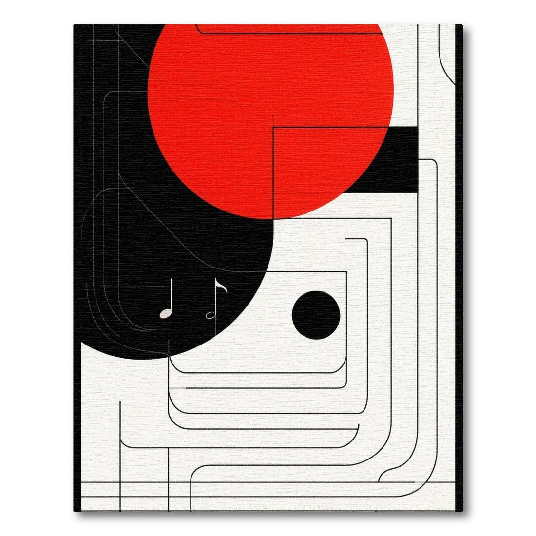 Bold Geometric Red Black White Rug