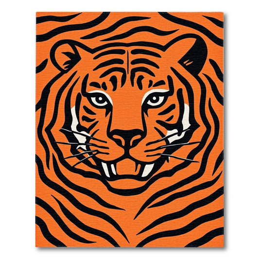Bold Orange Tiger Face Rug(Orange)