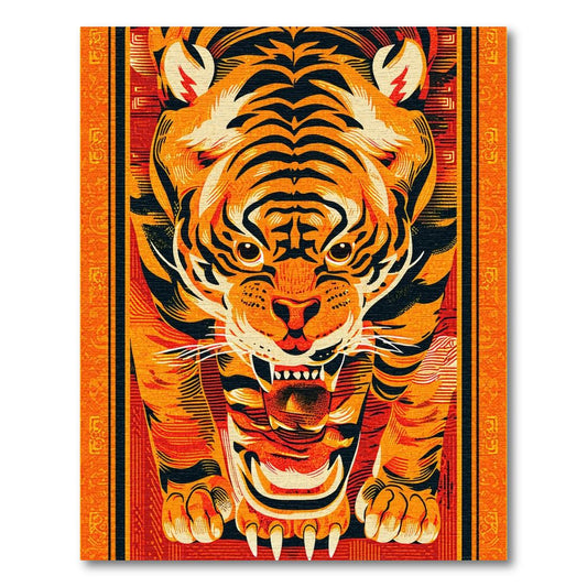 Bold Orange Tiger Pattern Rug(Orange)