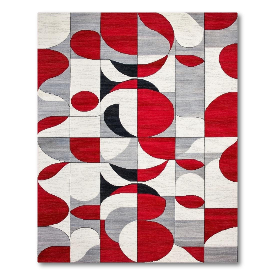 Bold Red Abstract Geometric Rug