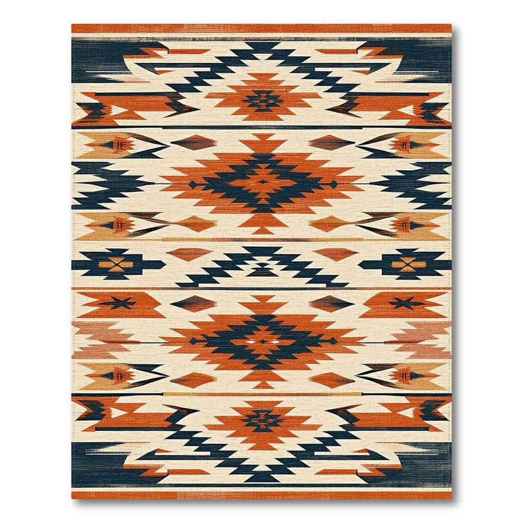 Bold Terracotta Navy Geometric Rug(Orange)