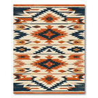 Bold Terracotta Navy Geometric Rug(Orange)