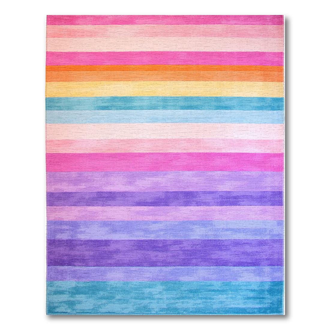 Bright Rainbow Striped Joyful Rug(Pink)