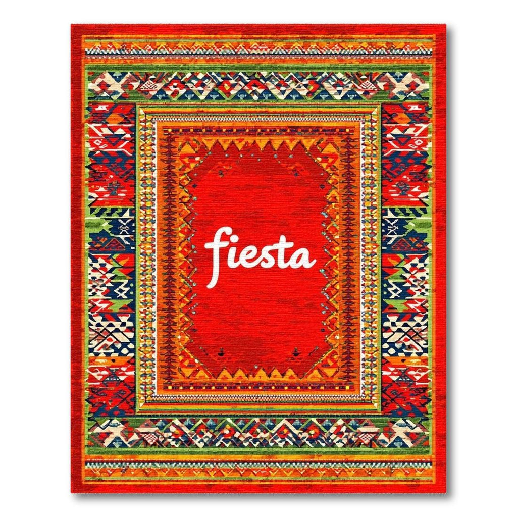 Bright Red Tribal Fiesta Rug(Red)