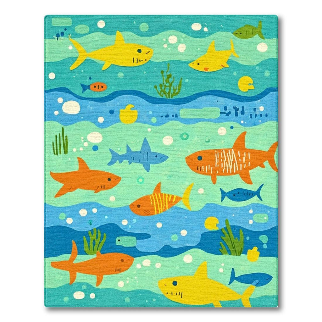 Bright Underwater Playful Rug(Blue)
