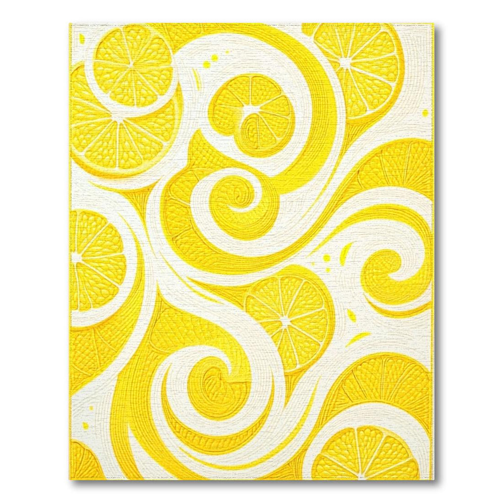 Bright Yellow Lemon Swirl Cheerful Rug