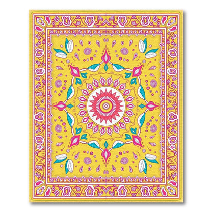 Bright Yellow Ornate Cheerful Rug(Yellow)