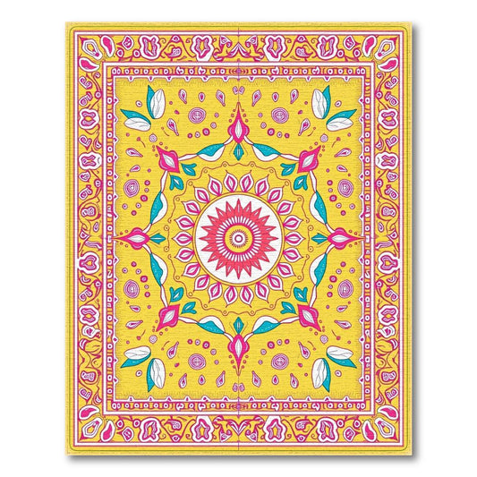Bright Yellow Ornate Cheerful Rug(Yellow)