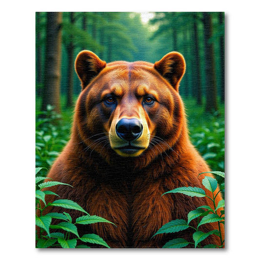 Brown Bear Green Forest Calm Rug(Brown)