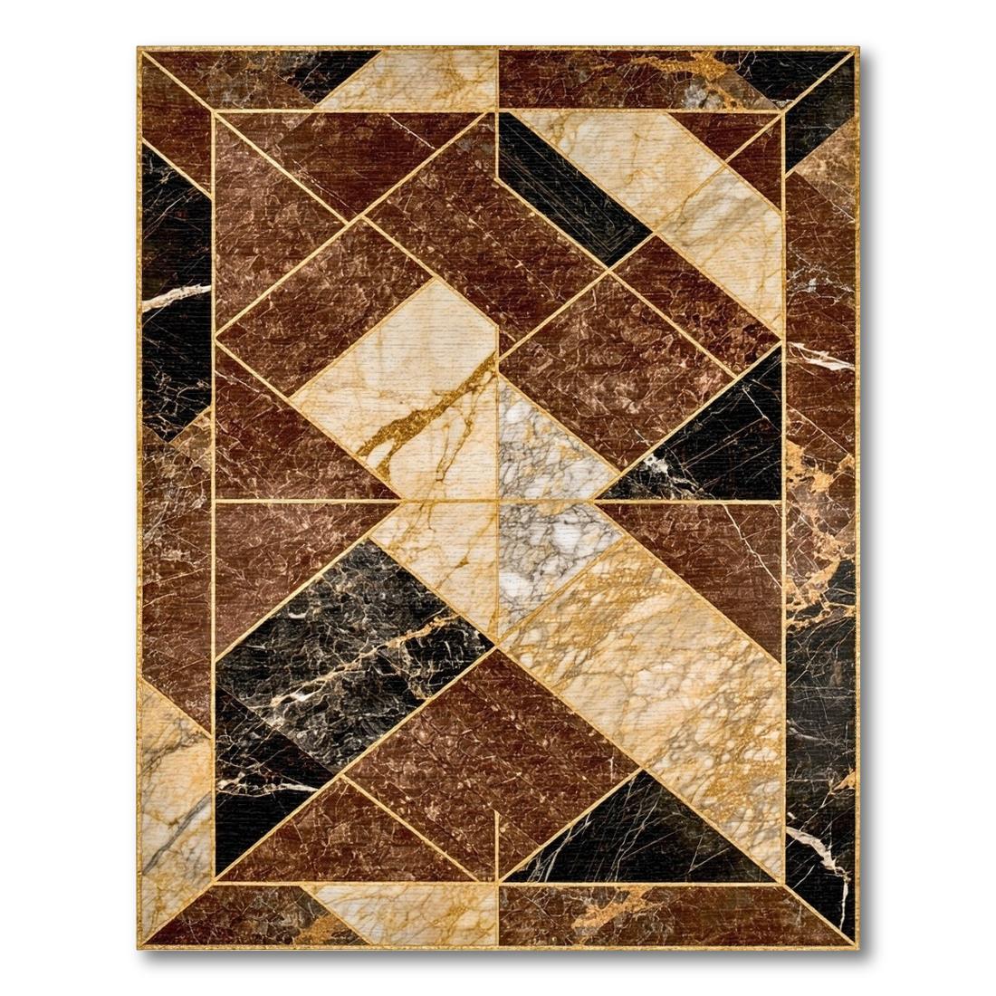Brown Black Cream Geometric Modern Rug