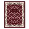 Burgundy Cream Geometric Floral Elegant Rug(Burgundy)