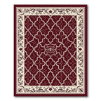 Burgundy Cream Geometric Floral Elegant Rug(Burgundy)