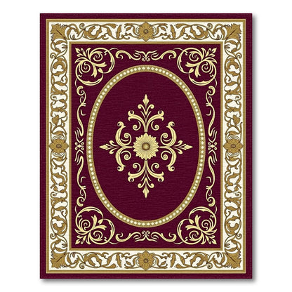 Burgundy Gold Ornate Elegant Rug(Gold)