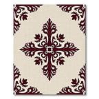 Burgundy Ornate Elegant Rug(Beige)