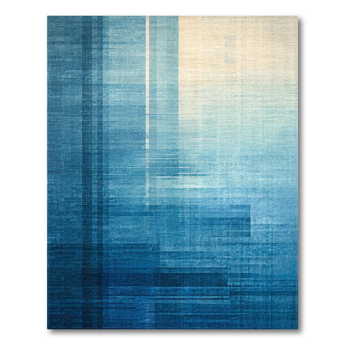 Calming Blue Geometric Abstract Rug