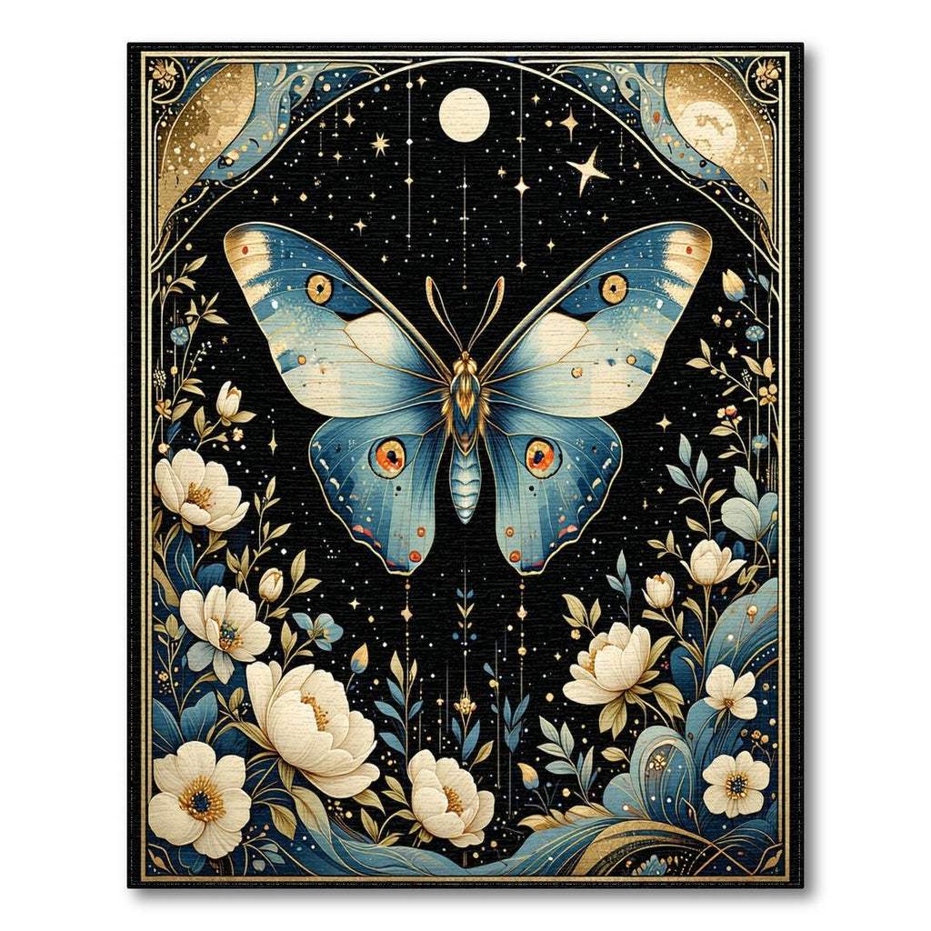 Celestial Blue Gold Butterfly Rug(Blue)