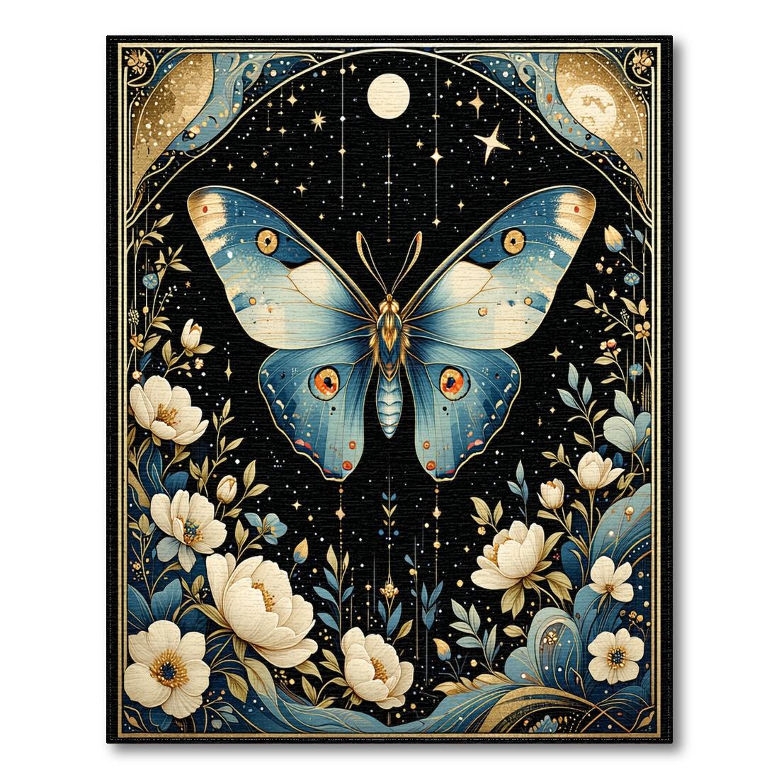 Celestial Blue Gold Butterfly Rug(Blue)