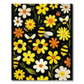 Cheerful Black Floral Bee Rug(Yellow)
