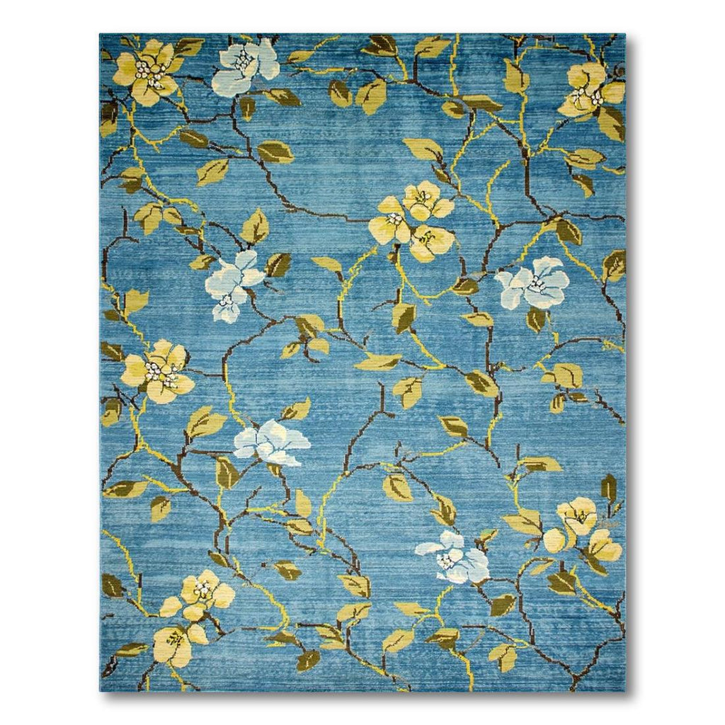 Cheerful Blue Floral Vine Rug(Blue)