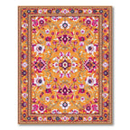 Cheerful Orange Intricate Floral Rug(Orange)