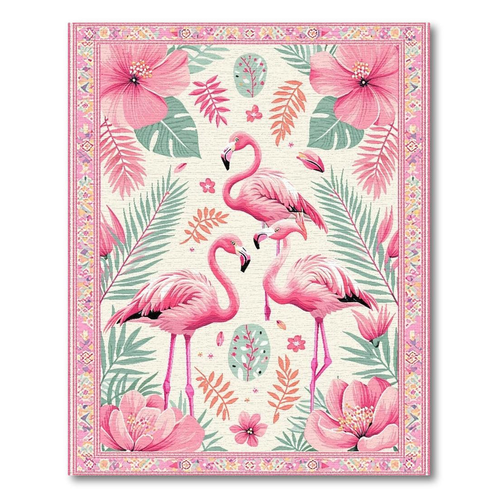 Cheerful Pink Tropical Rug(Ivory)