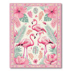 Cheerful Pink Tropical Rug(Ivory)