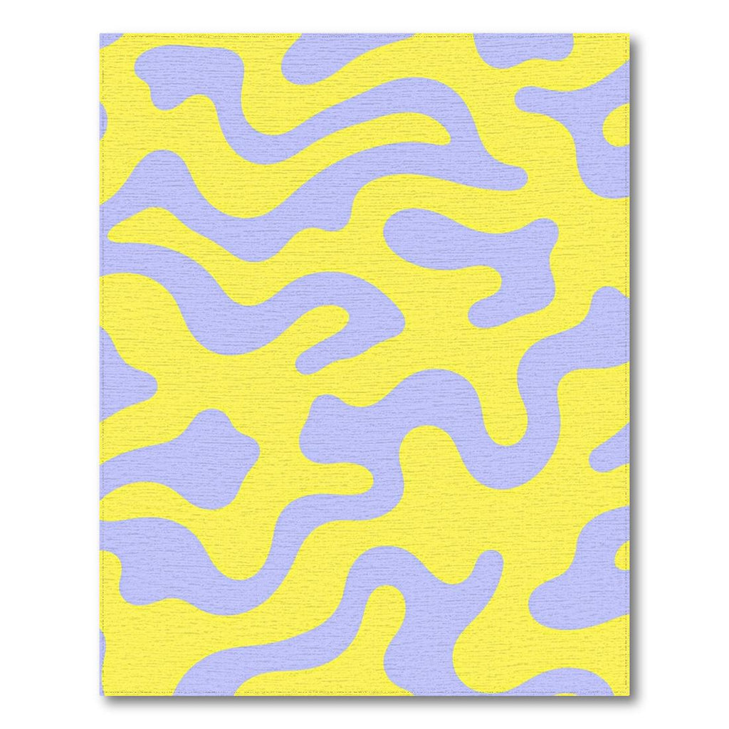 Cheerful Yellow Purple Wavy Rug