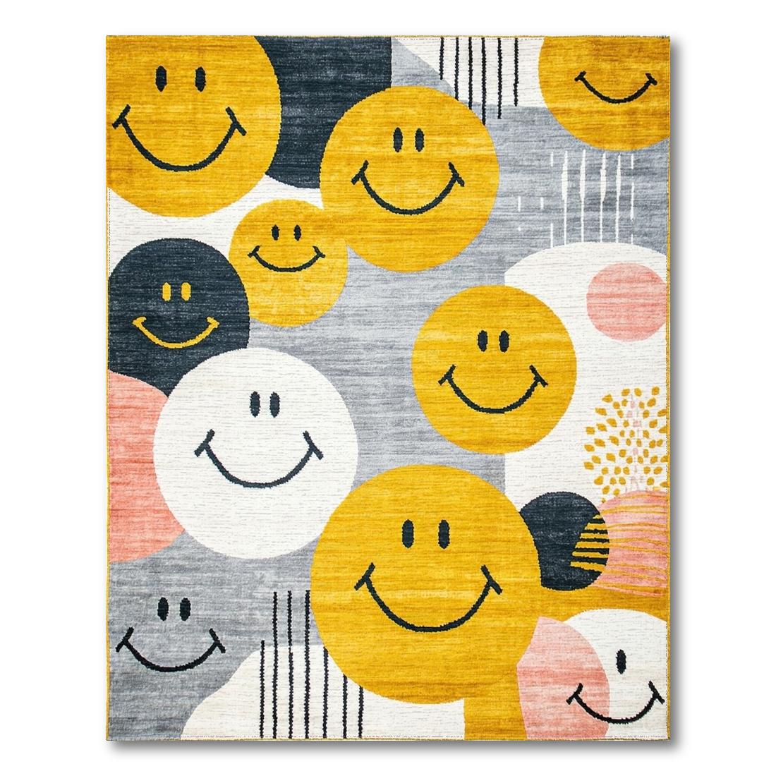 Cheerful Yellow Smiley Face Rug(Yellow)