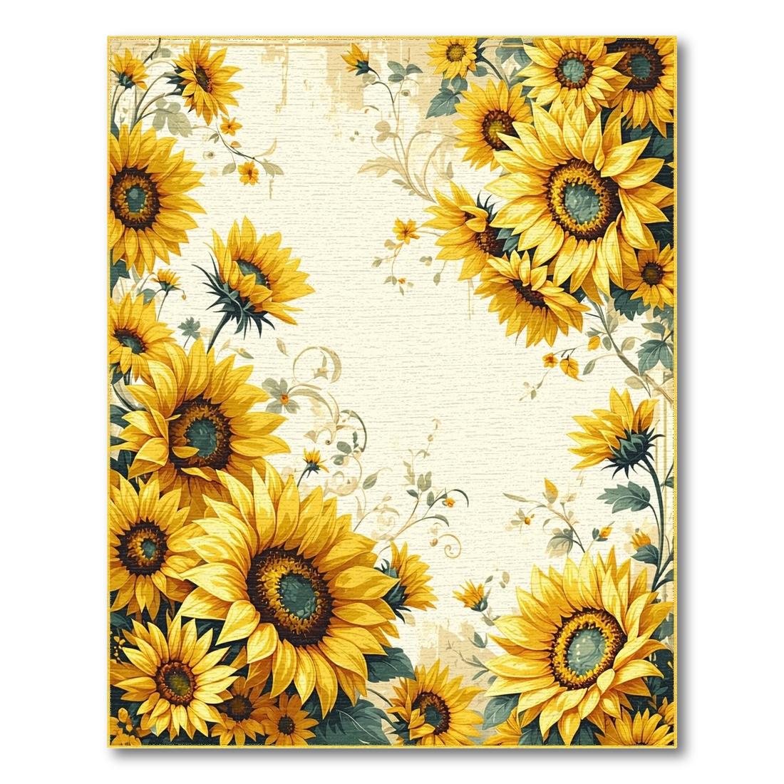 Cheerful Yellow Sunflower Floral Rug(Yellow)