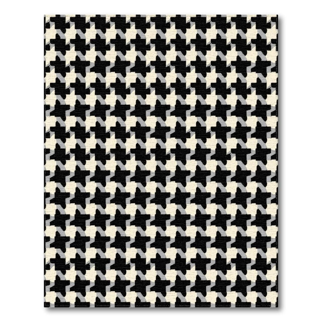 Classic Black White Houndstooth Rug(Black)